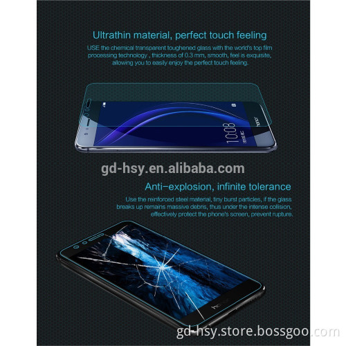 HUYSHE cell phone accessories anti-broken tempered glass screen protector for Huawei Honor 8